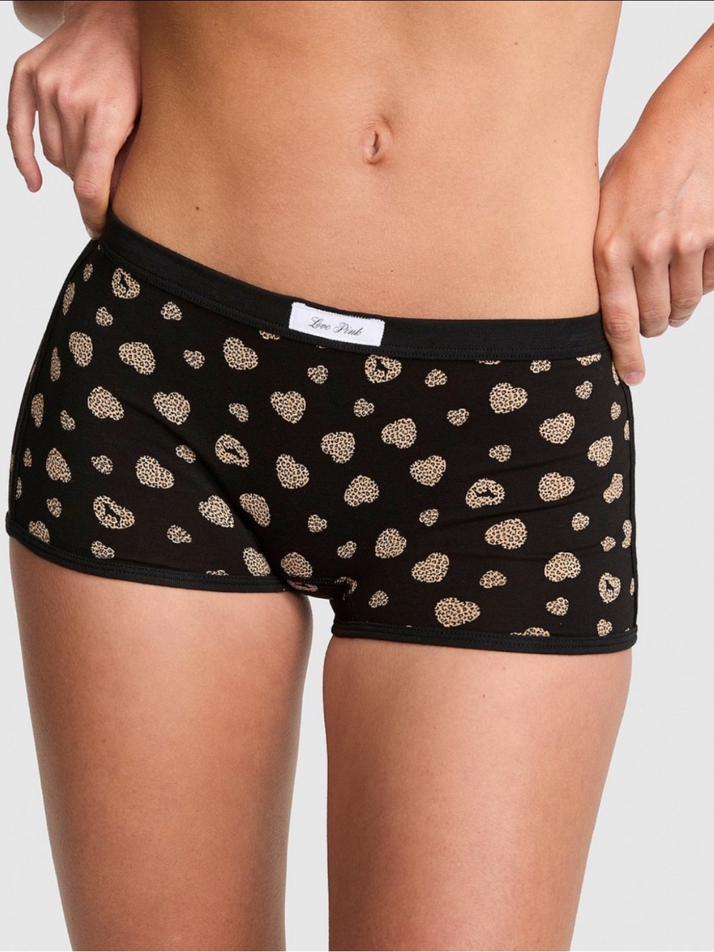 🖤 Leopard Heart Dorm Boyshorts PINK Victoria’s Secret Small NWT🐆